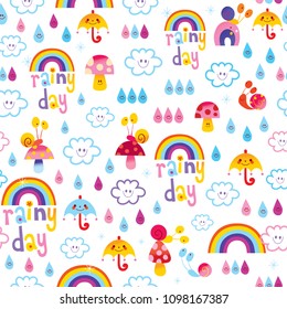 nubes lluviosas nubes barrancas paraguas gotas de lluvia caracoles a los niños un patrón sin fisuras