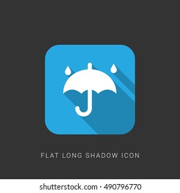 Rainy Day Flat blue long shadow Icon / Logo Design