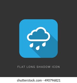 Rainy Day Flat blue long shadow Icon / Logo Design