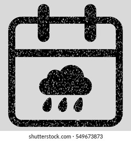 Rainy Day grainy textured icon for overlay watermark stamps. Flat symbol with dirty texture. Dotted vector black ink rubber seal stamp with grunge design on a light gray background.