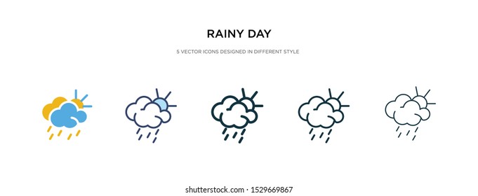 rainy day icon in different style vector illustration. two colored and black rainy day vector icons designed in filled, outline, line and stroke style can be used for web, mobile, ui