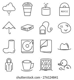 Rainy day icons set