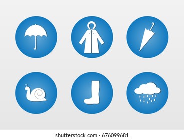 Rainy Day icons, Vector symbols, Flat Design