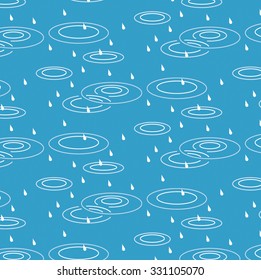 Rainy day illustration pattern white drawings with blue background
