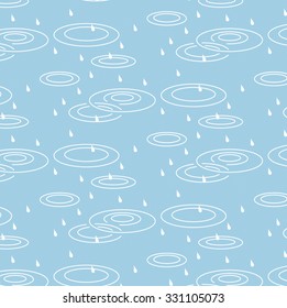 Rainy day illustration pattern white drawings with light blue background