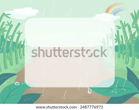 Rainy day landscape transparent frame illustration