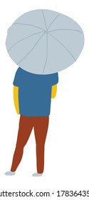 Rainy day.  Man With Umbrella Flat Vector isolated