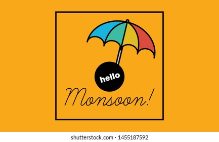 Rainy Day Monsoon Poster with Umbrella