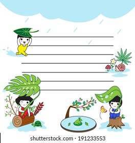 Rainy Day Paper Note illustration set