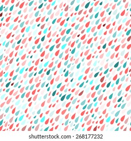 Rainy Day Pattern. Abstract background. Nature pattern for fabric. Rainy autumn or spring day, funny rain, rain drops wallpaper, ornament for textiles