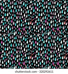 Rainy Day Pattern. Abstract background. Nature pattern for fabric. Rainy autumn or spring day, funny rain, rain drops wallpaper, ornament for textiles. Stock vector.
