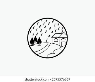 Rainy day with pond Illustration Vector Art