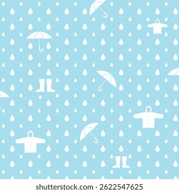 Rainy day raindrops umbrella, Rain protector blue pattern background