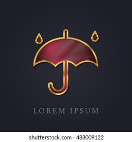 Rainy Day Red Ruby with Golden Frame Precious Jewellery Icon / Logo Design