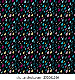 Rainy day seamless pattern on the black background