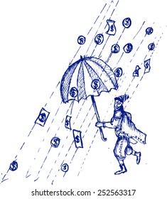rainy day, sketch dollar