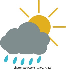 Rainy day with small chance of sun, illustration, on a white background.