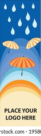 A Rainy Day With Umbrella BookMark Vector