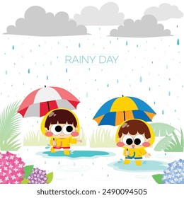 Rainy day umbrella concept illustration