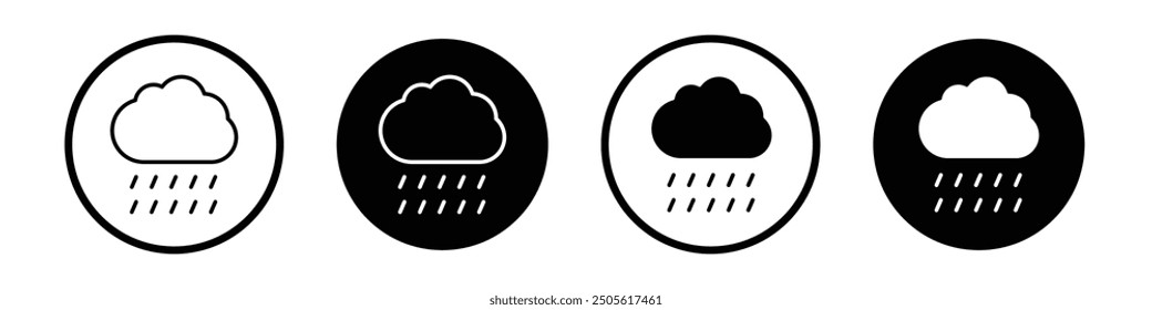 Conjunto de iconos de Vector de día lluvioso estilo relleno y delineado negro.