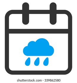 Rainy Day vector icon. Style is bicolor flat symbol, blue and gray colors, rounded angles, white background.