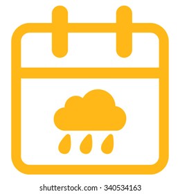 Rainy Day vector icon. Style is flat symbol, yellow color, rounded angles, white background.