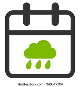 Rainy Day vector icon. Style is bicolor flat symbol, eco green and gray colors, rounded angles, white background.