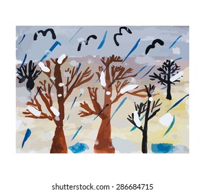 Rainy day, vector illustration