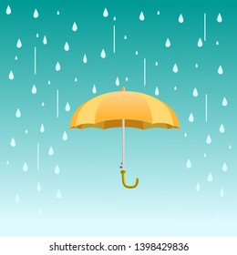 rainy day and yellow umbrella,vector illustration