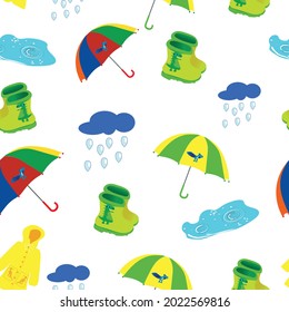 patrón de días lluviosos paraguas impermeable impermeable botas de caucho nube de incandescencia