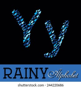 Rainy drops alphabet with Numbers. Vector EPS illustration