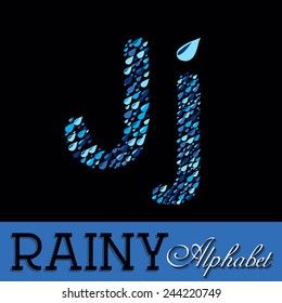 Rainy drops alphabet with Numbers. Vector EPS illustration