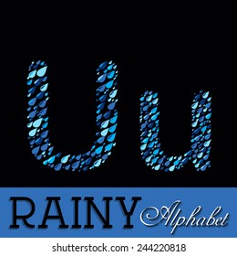 Rainy drops alphabet with Numbers. Vector EPS illustration