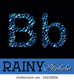 Rainy drops alphabet with Numbers. Vector EPS illustration