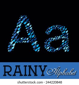 Rainy drops alphabet with Numbers. Vector EPS illustration