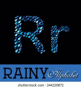 Rainy drops alphabet with Numbers. Vector EPS illustration
