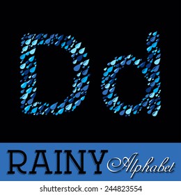 Rainy drops alphabet with Numbers. Vector EPS illustration
