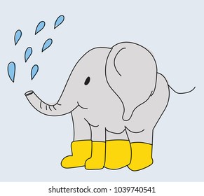 Rainy elephant illustration. vector.