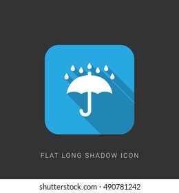 Rainy Flat blue long shadow Icon / Logo Design