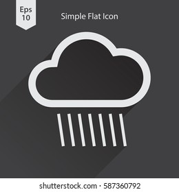 Rainy Flat Icon. Simple Sign Of Weather. Vector Illustrated Symbol