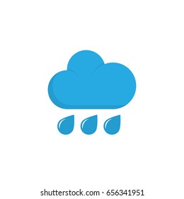 Rainy Flat Icon Symbol. Premium Quality Isolated Rain Element In Trendy Style.