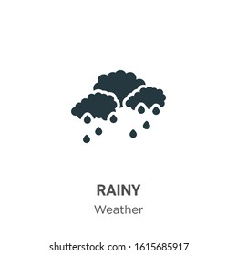 Rainy glyph icon vector on white background. Flat vector rainy icon symbol sign from modern weather collection for mobile concept and web apps design.