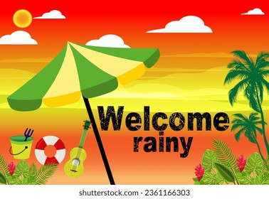 Rainy holidays design concept vector illustration. Vector illustration concept for  background,