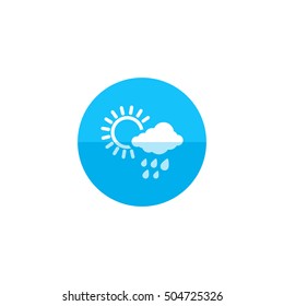 Rainy icon in flat color circle style. Season forecast monsoon wet meteorology