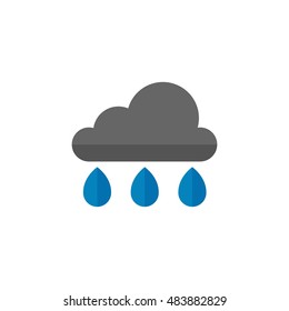 Rainy icon in flat color style. Season forecast monsoon wet meteorology