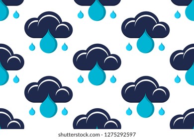 Rainy icon in flat style isolated on white background.  Seamless pattern stock vector illustration