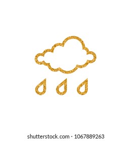 Rainy icon in gold glitter texture. Sparkle luxury style vector illustration.