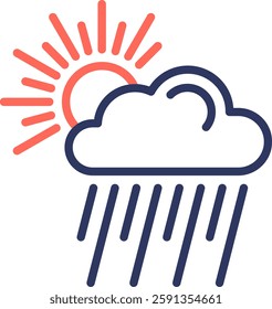 Rainy Icon Line Color Vector Illustration