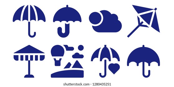  rainy icon set. 8 filled rainy icons. Simple modern icons about  - Umbrella, Sky, Cloudy