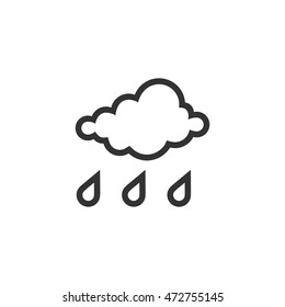 Rainy icon in single grey color. Season forecast monsoon wet meteorology